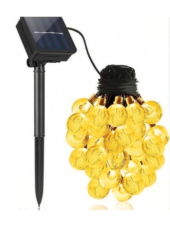 10M Waterproof Solar Crystal String Lights 8 Modes yellow - Image 1