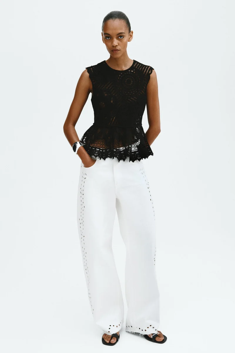 H&M Crochet-look peplum top
