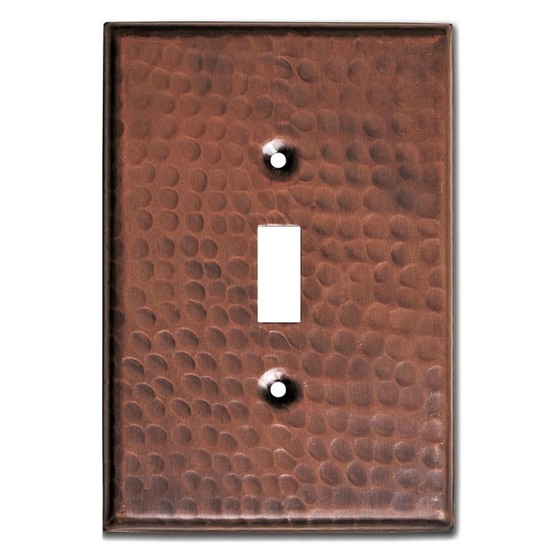 Monarch Abode Single Toggle Light Switch Cover Plate 1Gang Pure Copper Outlet Covers Hand Hammered Decorative Outlet Cover Wall Plates Light Switch Plate Covers for Electric Outlets Pack of 1
