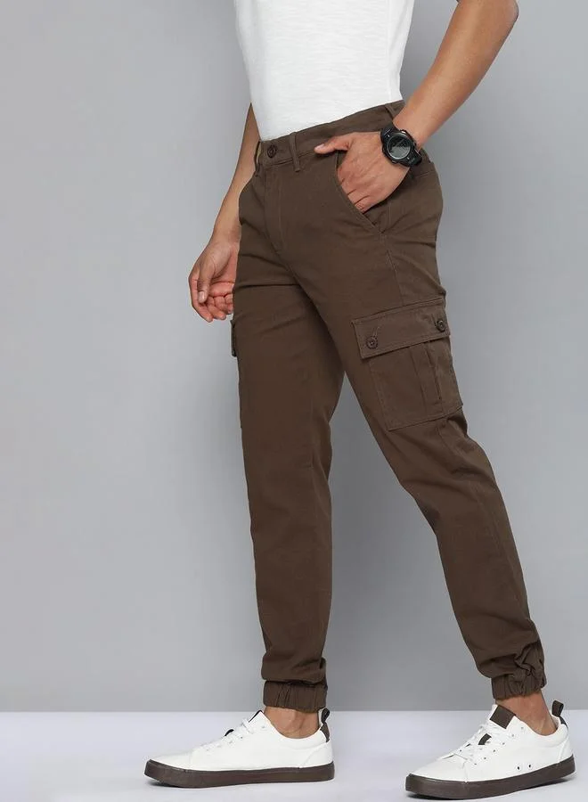 The Indian Garage Co The Indian Garage Co Men Brown Slim Fit Cargo Pants