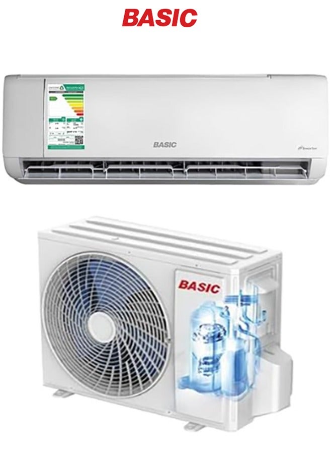 BASIC 1.5 Ton Inverter Split Air Conditioner Wall Mounted Type 18000 BTU - Hot & Cold, White | BSACQ-FI18HC - Image 1