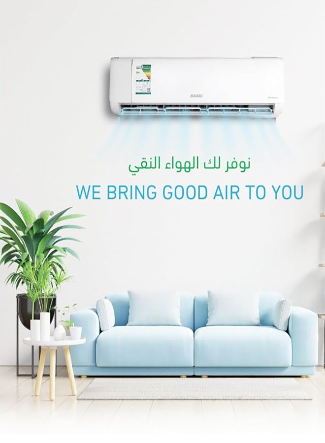 BASIC 1.5 Ton Inverter Split Air Conditioner Wall Mounted Type 18000 BTU - Hot & Cold, White | BSACQ-FI18HC - Image 5