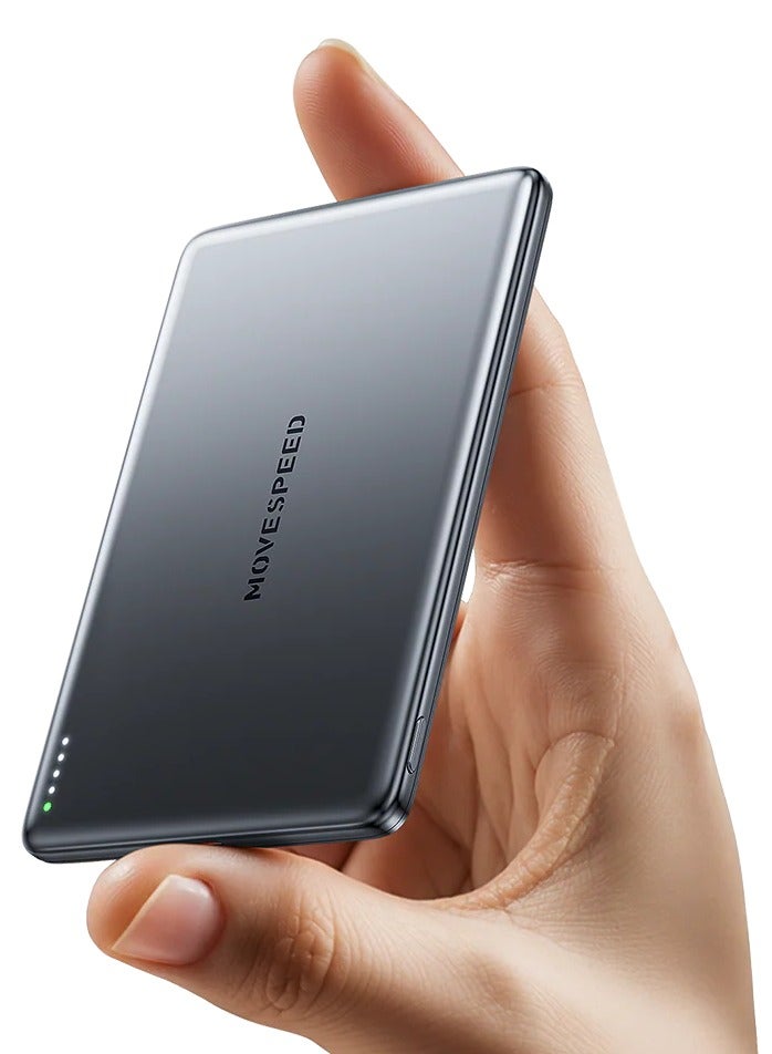 MOVESPEED MOVE SPEED 0.5'' 5,00mAh Magnetic Power Bank, Alloy-Design MagSafe Portable Charger,Fast Charging Magsafe Battery Pack for iPhone 16/15/14/13/12,Travel Essential,Glacier Gray - Image 1