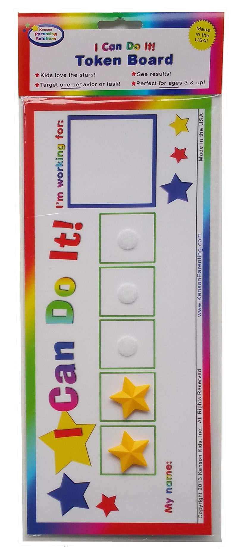 Kenson Kids “I Can Do It!” Token Board. Colorful Magnetic Rewards Chart with Positive-Reinforcement Stars and Customizable Goal Box. Great for Ages 3-10. Measures 5-Inches by 11-Inches - Image 2