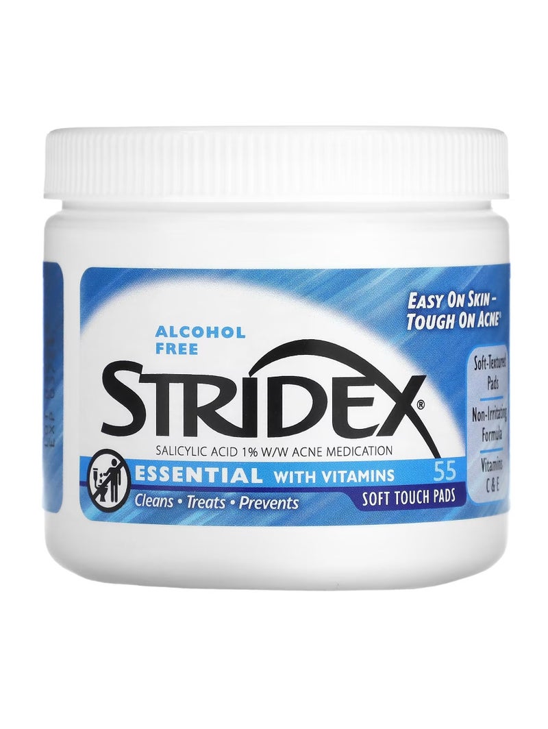 Stridex Essential with Vitamins, Alcohol Free, 55 Soft Touch Pads - Image 2