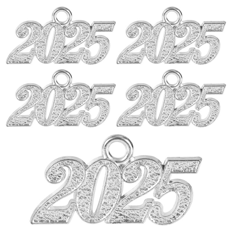 5pcs 2025 Graduation Tassel Silver Tassels for Adult Graduation Cap Signet Year Senior Sash 2025 Tassel Charm for Graduation Cap Tassel Grad Decorations