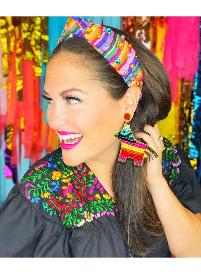 YAHPERN Cinco De Mayo Earrings For Women Colorful Beaded Fiesta Pinata Drop Dangle Earrings Statement Party Earrings Mexican Holiday Gift (Style1) - Image 3
