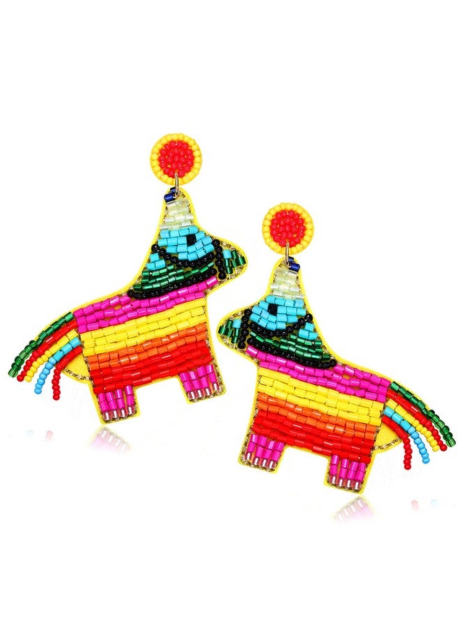 YAHPERN Cinco De Mayo Earrings For Women Colorful Beaded Fiesta Pinata Drop Dangle Earrings Statement Party Earrings Mexican Holiday Gift (Style1) - Image 1