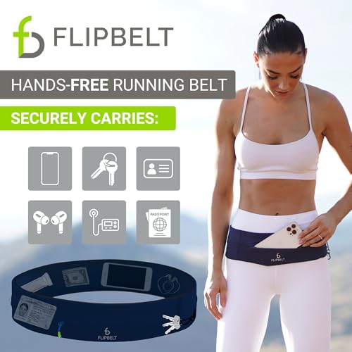 FlipBelt Zipper Running Belt Waist Pack for Fitness and Running Fanny Pack for Women Men Phone Keys Money US Company Midnight Blue Large - Image 3