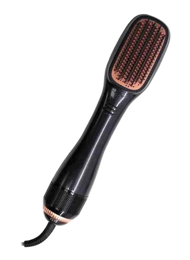 2 In 1 1200 Watt Hair Dryer Brush Ceramic Hair Straightener Black/Beige 