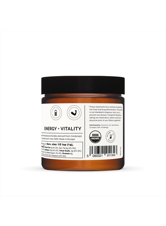 Erbology مسحوق فطر كورديسيبس العضوي 100% 50 حصة - 48% بيتا-جلوكان - طاقة وأداء - كورديسيبس سينينسيس - دفعة صغيرة - مزروع بشكل مستدام في أوروبا - نباتي - غير معدل وراثياً - بدون مواد مالئة مضافة - Image 4