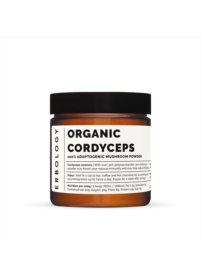 Erbology مسحوق فطر كورديسيبس العضوي 100% 50 حصة - 48% بيتا-جلوكان - طاقة وأداء - كورديسيبس سينينسيس - دفعة صغيرة - مزروع بشكل مستدام في أوروبا - نباتي - غير معدل وراثياً - بدون مواد مالئة مضافة - Image 1