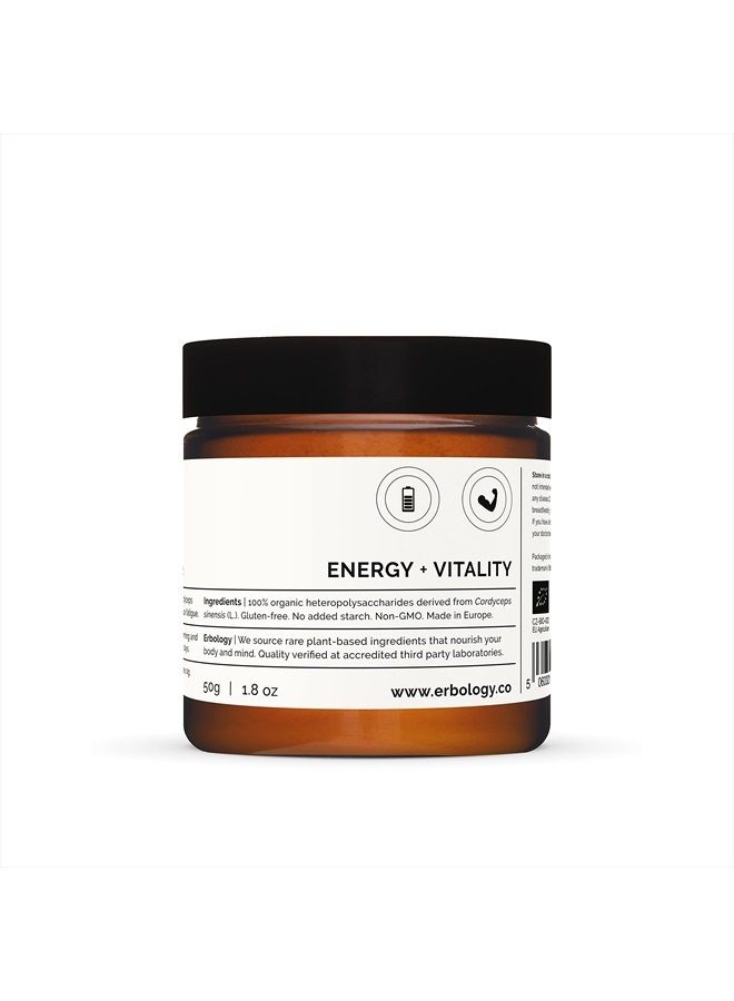 Erbology مسحوق فطر كورديسيبس العضوي 100% 50 حصة - 48% بيتا-جلوكان - طاقة وأداء - كورديسيبس سينينسيس - دفعة صغيرة - مزروع بشكل مستدام في أوروبا - نباتي - غير معدل وراثياً - بدون مواد مالئة مضافة - Image 2