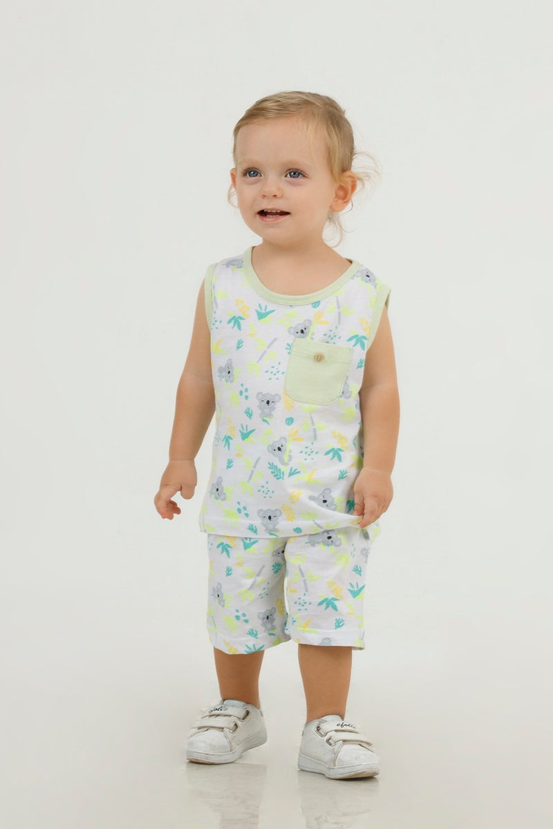 Harika Kids Boy Cute Pattern Sleeveless Tank Top and Basic Shorts Set - Image 5