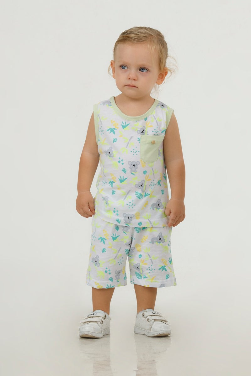Harika Kids Boy Cute Pattern Sleeveless Tank Top and Basic Shorts Set - Image 3