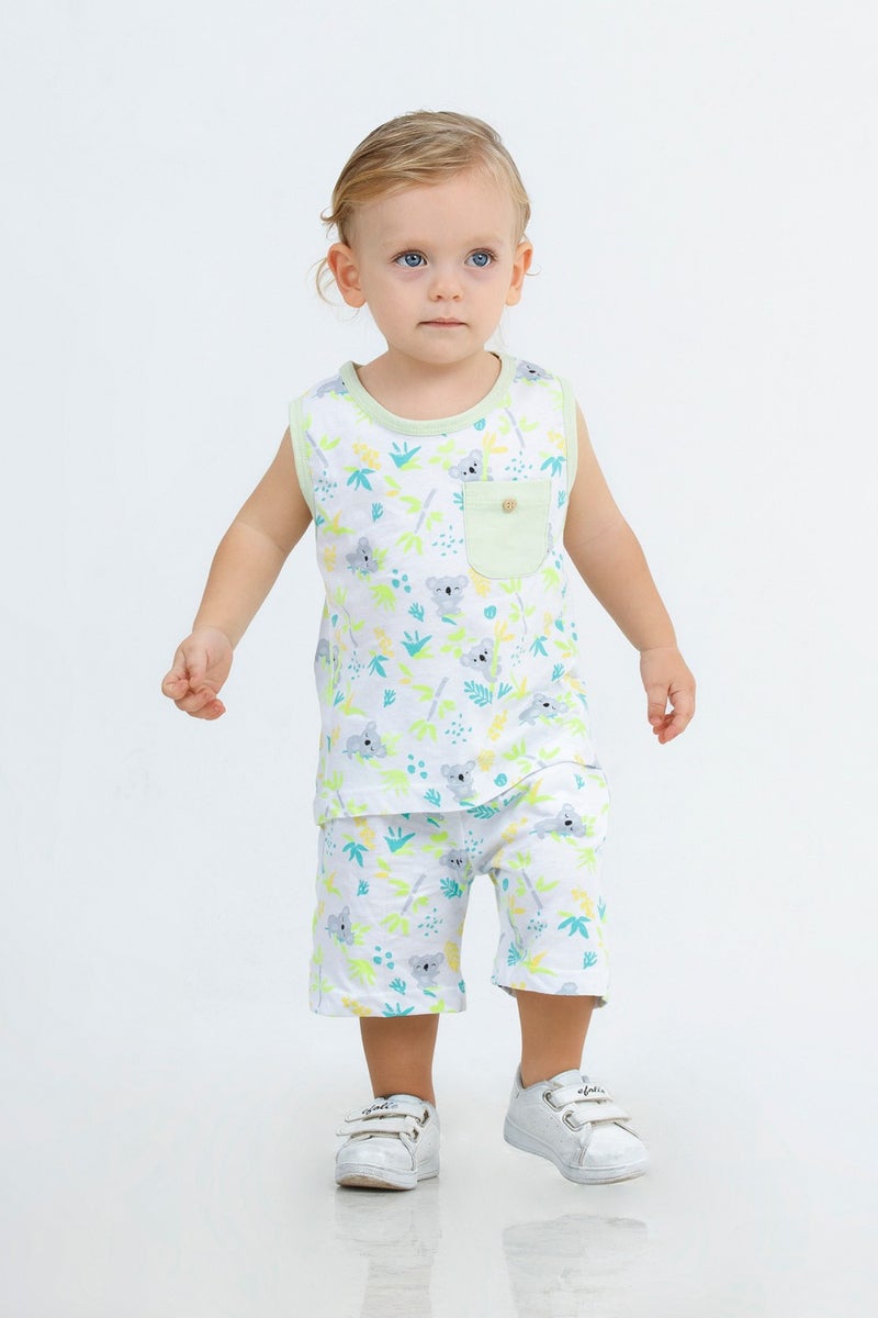 Harika Kids Boy Cute Pattern Sleeveless Tank Top and Basic Shorts Set - Image 1