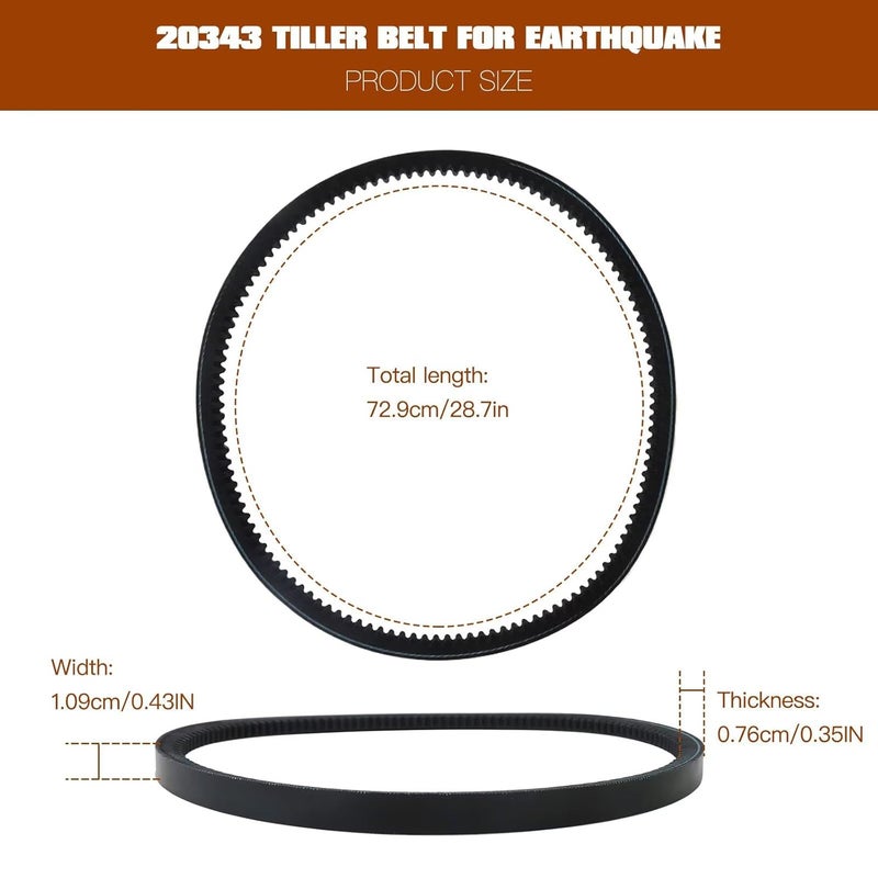 Earthquake 20015 Tiller Cultivator Drive Belt 12 X 728 Type 4L Tooth HA Replacement - Image 4