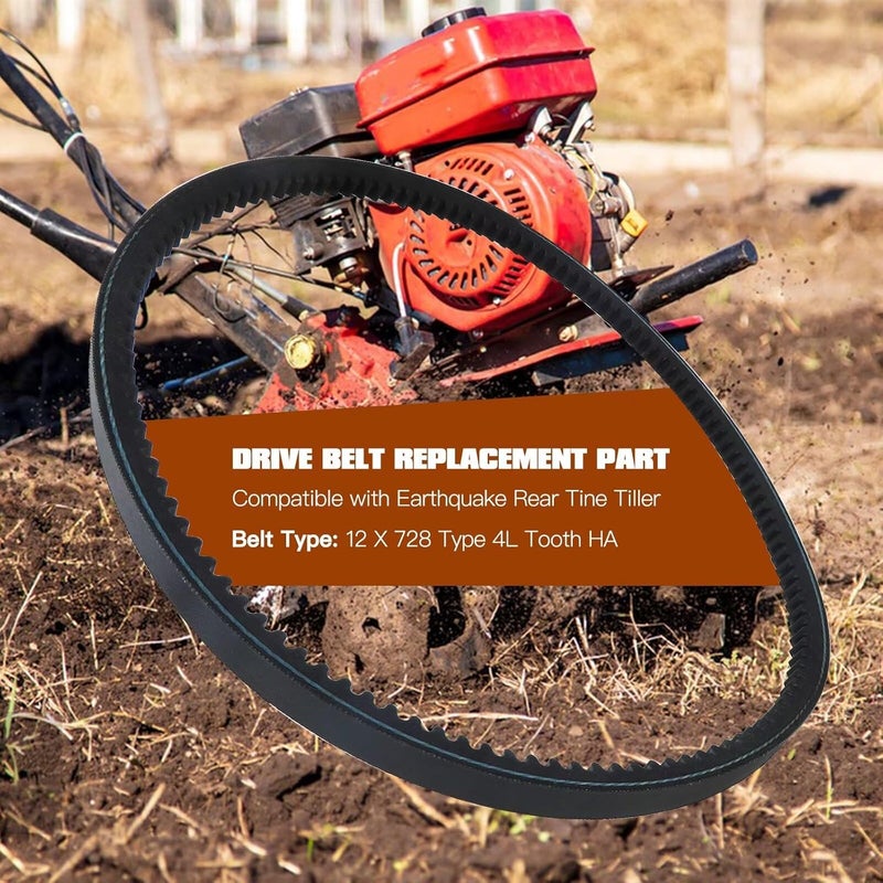 Earthquake 20015 Tiller Cultivator Drive Belt 12 X 728 Type 4L Tooth HA Replacement - Image 5