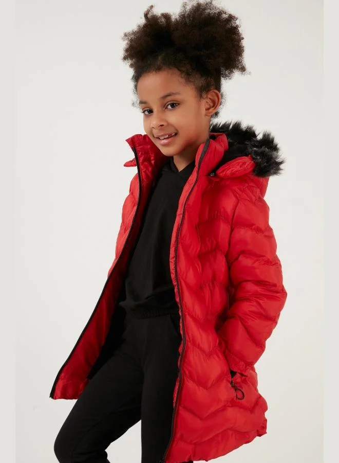 Lela Lela Plush Lined Winter Coat for Girls with Faux Fur Collar and Removable Hood (COAT 5766041)
