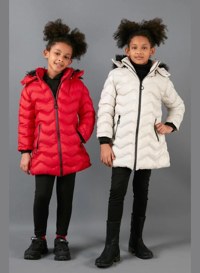 Lela Lela Plush Lined Winter Coat for Girls with Faux Fur Collar and Removable Hood (COAT 5766041)