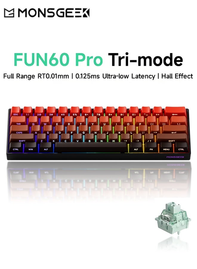 Akko MonsGeek FUN60 Gaming Keyboard with 0.01mm Triple Mode Switches, 8K SP ARGB, HE/TMR Quick Trigger, and Magnetic Customisation - 60% Flame Gradient Translucency - Image 1