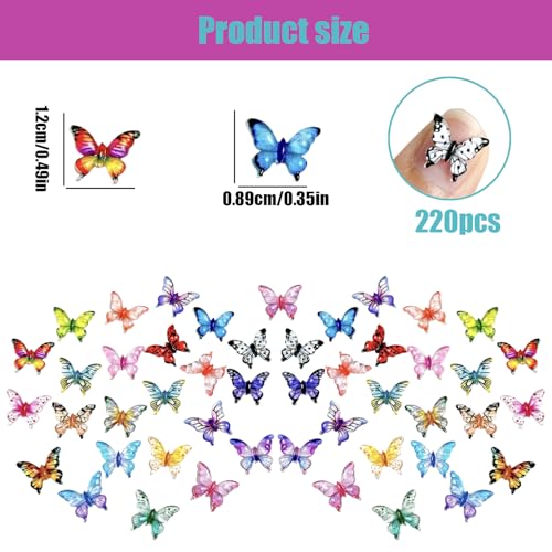 HETRUUOP 220pcs Mini Resin Butterflies 22 Styles Miniature Small Butterflies to Hide Tiny Resin Animals Figures Ornaments for Micro Fairy Garden Landscape Dollhouse Accessories Butterfly Nail Charms - Image 5