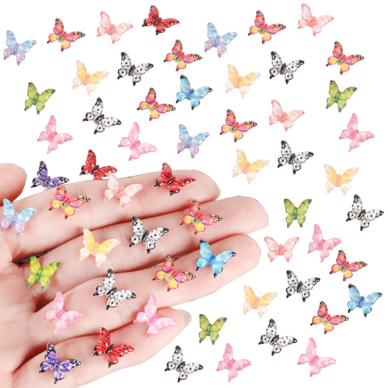 HETRUUOP 220pcs Mini Resin Butterflies 22 Styles Miniature Small Butterflies to Hide Tiny Resin Animals Figures Ornaments for Micro Fairy Garden Landscape Dollhouse Accessories Butterfly Nail Charms - Image 3