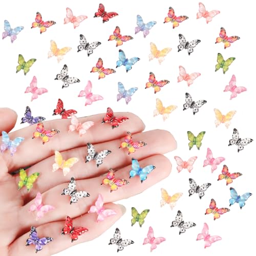 HETRUUOP 220pcs Mini Resin Butterflies 22 Styles Miniature Small Butterflies to Hide Tiny Resin Animals Figures Ornaments for Micro Fairy Garden Landscape Dollhouse Accessories Butterfly Nail Charms - Image 1