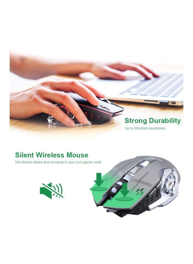 NIBEMINENT Wireless Gaming Mouse White/Grey/Blue  - Image 5