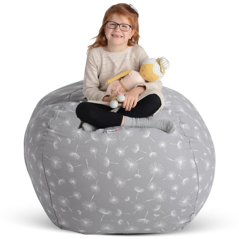 Creative QT Bean Bag Chair Cover  Extra Large 38inch Gray Dandelion  Stuffed Animal Storage  Toy Organizer  Giant Bean Bag Chair for Kids