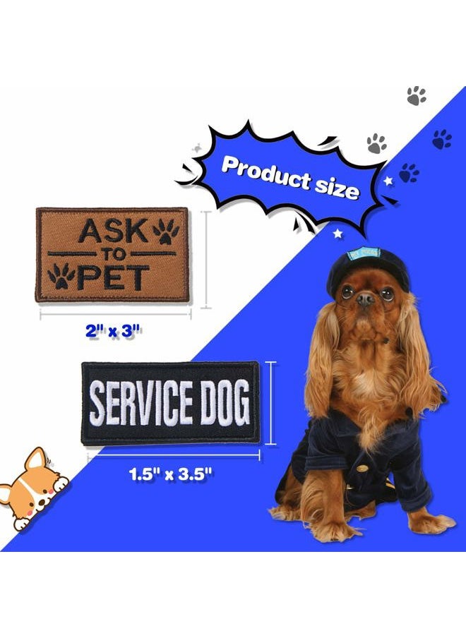WILLBOND 10 Pieces Service Dog Patches Ask to Do Not Pet Patch Vest Removable Tactical Pet in Training Hook and Loop Harness American Flag Patch Set (Delicate Style)  - Image 2