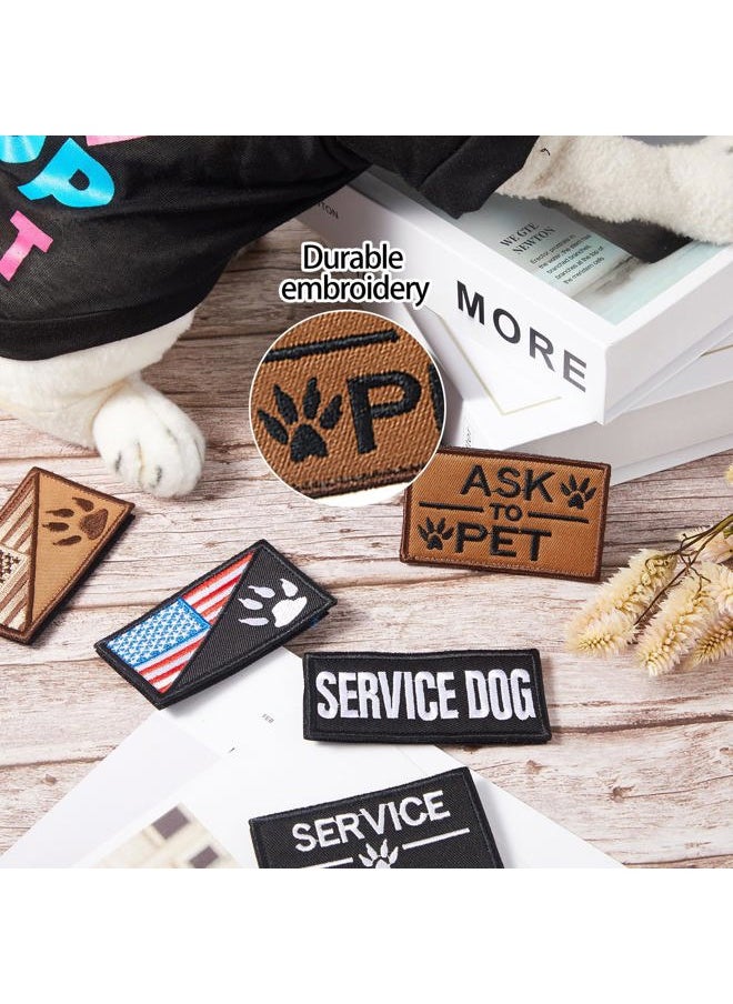 WILLBOND 10 Pieces Service Dog Patches Ask to Do Not Pet Patch Vest Removable Tactical Pet in Training Hook and Loop Harness American Flag Patch Set (Delicate Style)  - Image 3