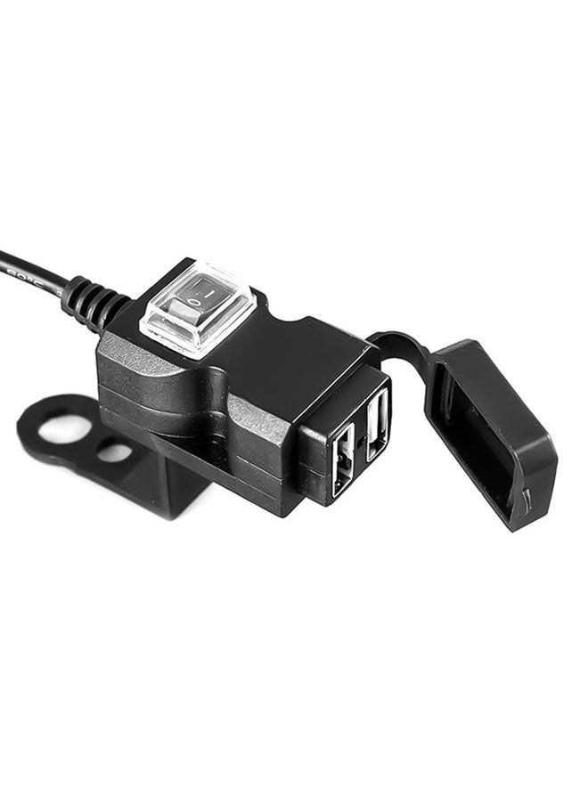 HuHa - Dual USB Port 12V Waterproof Motorbike Motorcycle Handlebar Charger 5V 1A/2.1A Adapter Power Supply Socket for Phone Mobile - Image 1