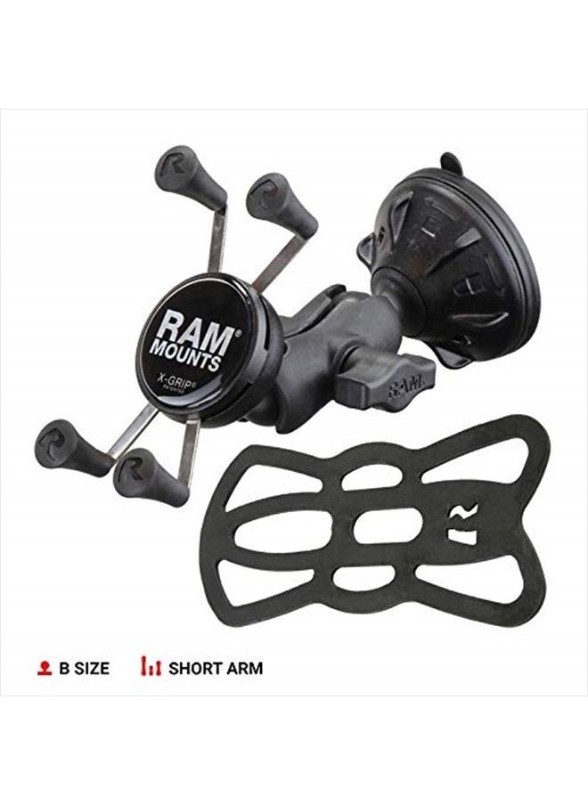 RAM Mounts - RAM Mounts RAP-B-166-2-A-UN7U X-Grip Phone Mount with RAM Twist-Lock Low Profile Suction Base with Short Arm for Vehicle Windshields - Image 1