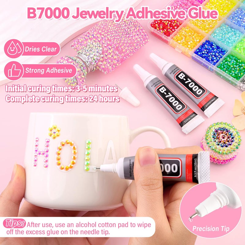 GA&EN Jelly Rhinestones for Bedazzling Kit, 40000Pcs Multi-Color 3mm Resin Flatback Gems with 3Pcs 10ml B7000 Jewelry Glue, Bedazzled Crystal for DIY Crafts Clothing Nail Art Makeup - Image 4