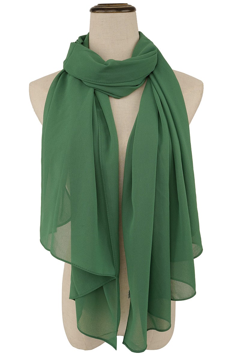 YOUR SMILE for Women Lightweight Breathable Solid Color Soft Chiffon Long Fashion Scarves Sunscreen Shawls (Green) - Image 2
