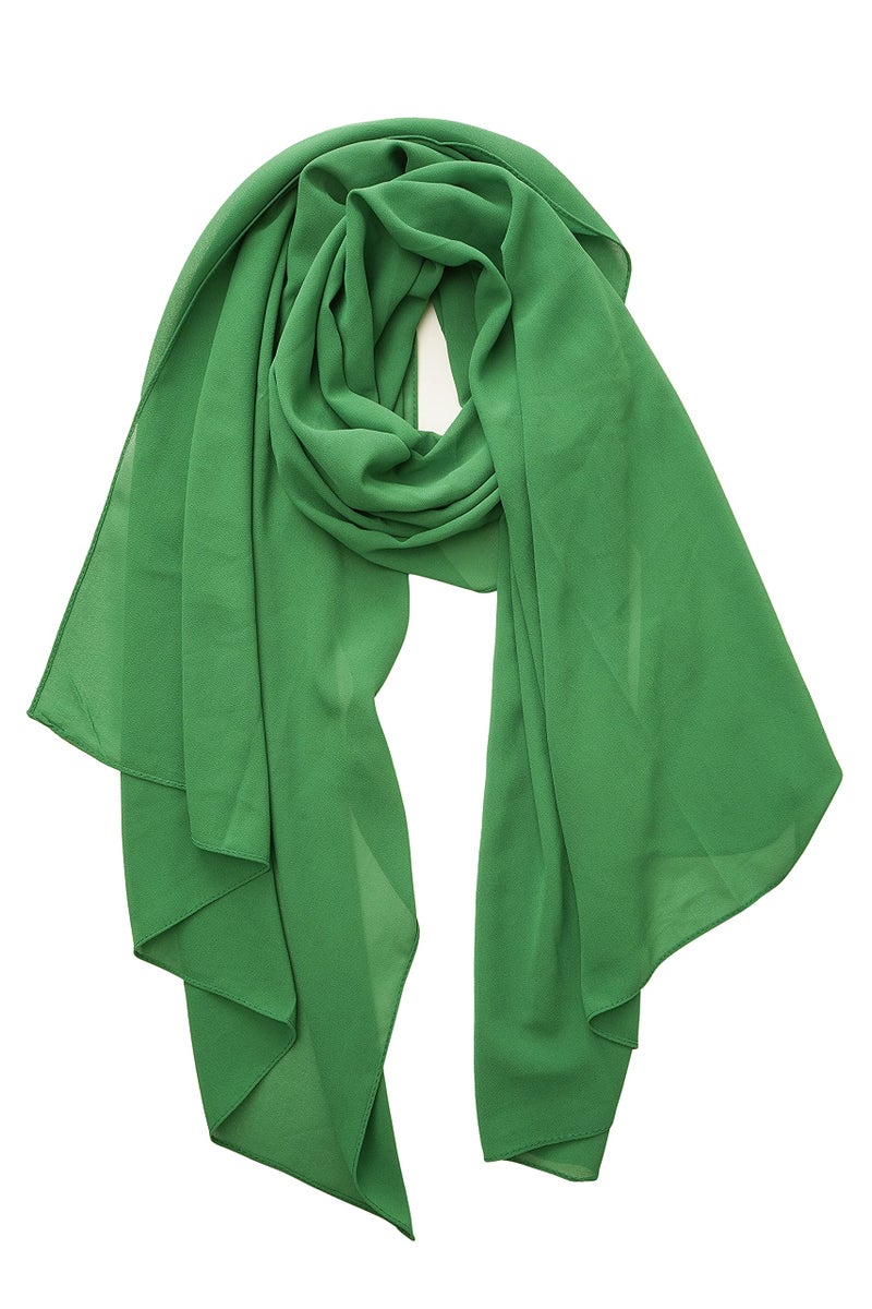 YOUR SMILE for Women Lightweight Breathable Solid Color Soft Chiffon Long Fashion Scarves Sunscreen Shawls (Green) - Image 1