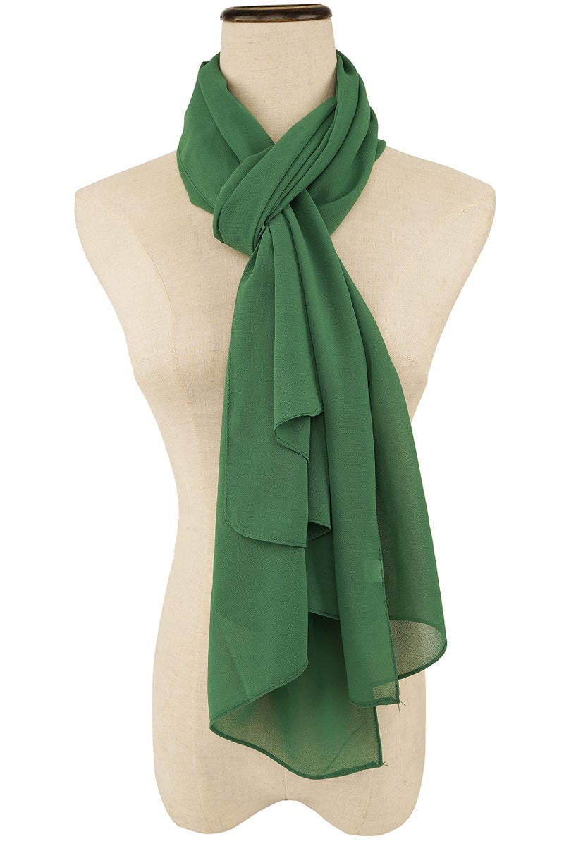 YOUR SMILE for Women Lightweight Breathable Solid Color Soft Chiffon Long Fashion Scarves Sunscreen Shawls (Green) - Image 5