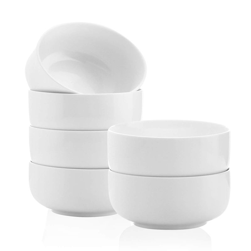 Kanwone Porcelain Bowl Set  32 Ounce for Cereal Salad and Soup Bowls for Kitchen Microwave and Dishwasher Safe  Set of 6 White