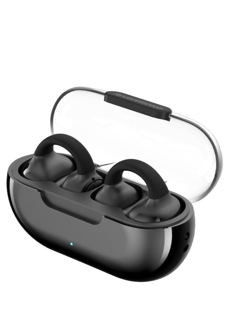 RIVERSONG RIVERSONG Air Clip L2  Open Wearable Stereo Earbuds, Clip-On Ear Design, 30 HR Playing time, ENC Clear Calls, 360 HD Stereo, Black - Image 1