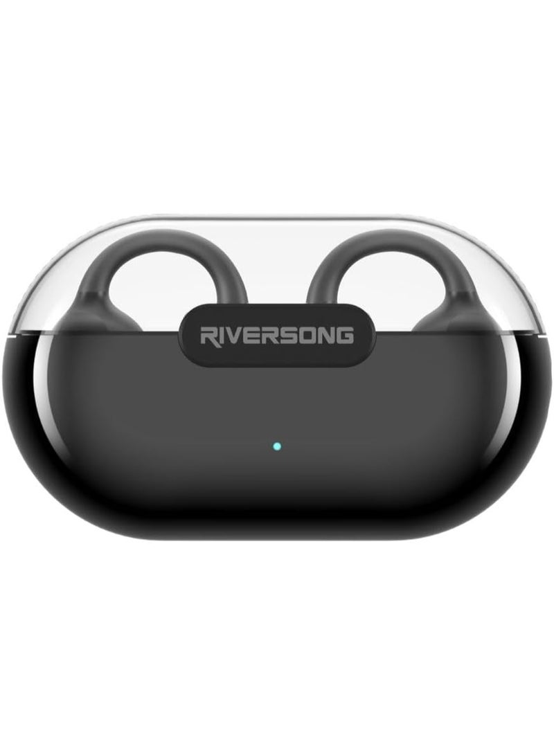 RIVERSONG RIVERSONG Air Clip L2  Open Wearable Stereo Earbuds, Clip-On Ear Design, 30 HR Playing time, ENC Clear Calls, 360 HD Stereo, Black - Image 2