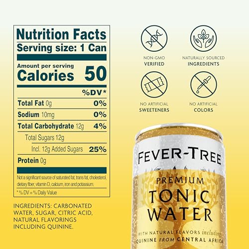 FEVER TREE FeverTree Tonic Water  Premium Mixer for Cocktails and Mocktails 51 fl oz Cans Pack of 8  Naturally Sourced NonGMO - Image 5