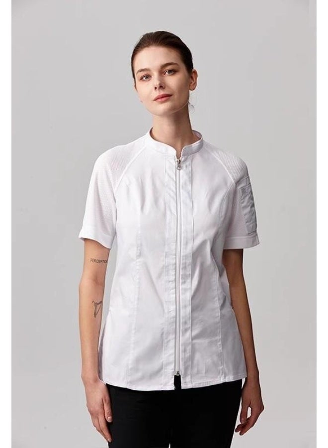 NIBEMINENT Men's long and short sleeved chef's uniforms, summer thin and breathable, restaurant and hotel baking quick-drying chef's work clothes, women's  - Image 1