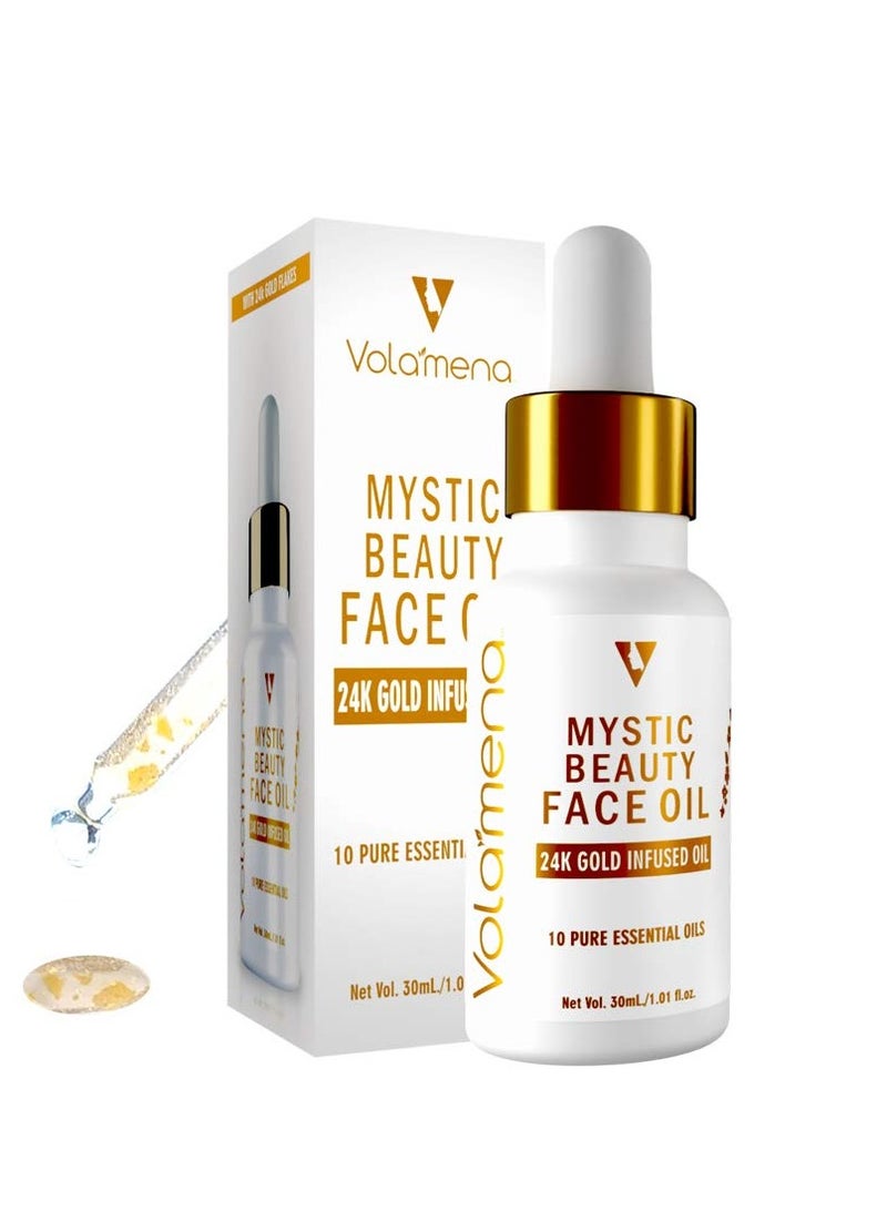 VOLAMENA WITH DEVICE Mystic Beauty Face Oil with 24k Gold and 10 Pure Essentials Oils 1.01 Fl Oz 30ml - Image 1