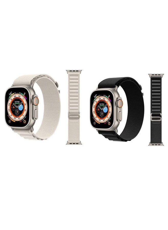 Generic - 2Pack for Apple Watch Alpine Loop Band  Nylon Woven Sport Strap，Adjustable Durable Waterproof Strap, Breathable and Lightweight Compatible with iWatch Series 8/Ultra/7/SE/6/5/4/3/2/1 Black/White - Image 1