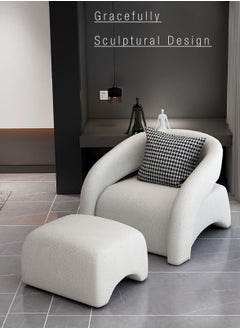 Merry Moments White Boucle Armchair Upholstered Armchair Lounge Chair Sofa Chair Dining Chair Makeup Chair for Bedroom Living Dining Retail H78xW82xL74 cm  - Image 2