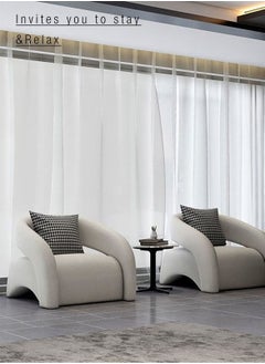 Merry Moments White Boucle Armchair Upholstered Armchair Lounge Chair Sofa Chair Dining Chair Makeup Chair for Bedroom Living Dining Retail H78xW82xL74 cm  - Image 3