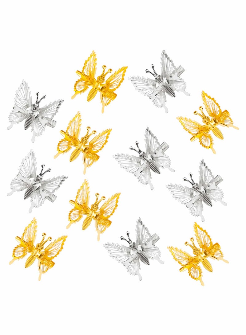 SYOSI Butterfly Hair Clips, 3D Metal Moving Butterfly Hair Claw Pins, Cute Butterfly Hair Styling Accessories, 12 pcs - Image 1
