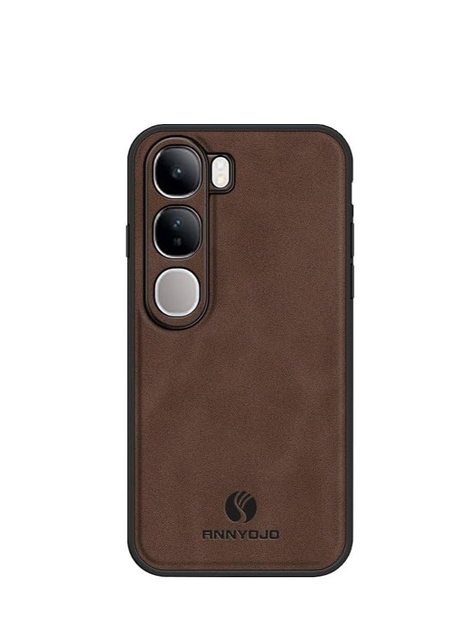 General Case Compatible with Vivo V40 Lite 5G Case, Matte Plain Leather Case Built-in Magnet Plate Fits Car Mount Holder, Soft TPU Edge Shockproof Protective Cover  - Image 1