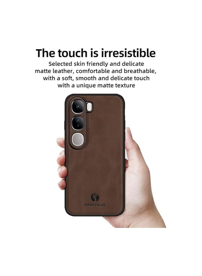 General Case Compatible with Vivo V40 Lite 5G Case, Matte Plain Leather Case Built-in Magnet Plate Fits Car Mount Holder, Soft TPU Edge Shockproof Protective Cover  - Image 3